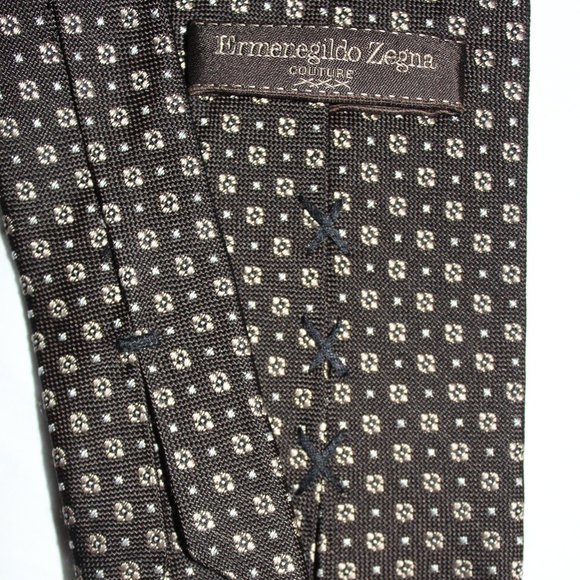 Ermenegildo Zegna Couture Brown Tie 3.5" x 58" - Picture 2 of 3